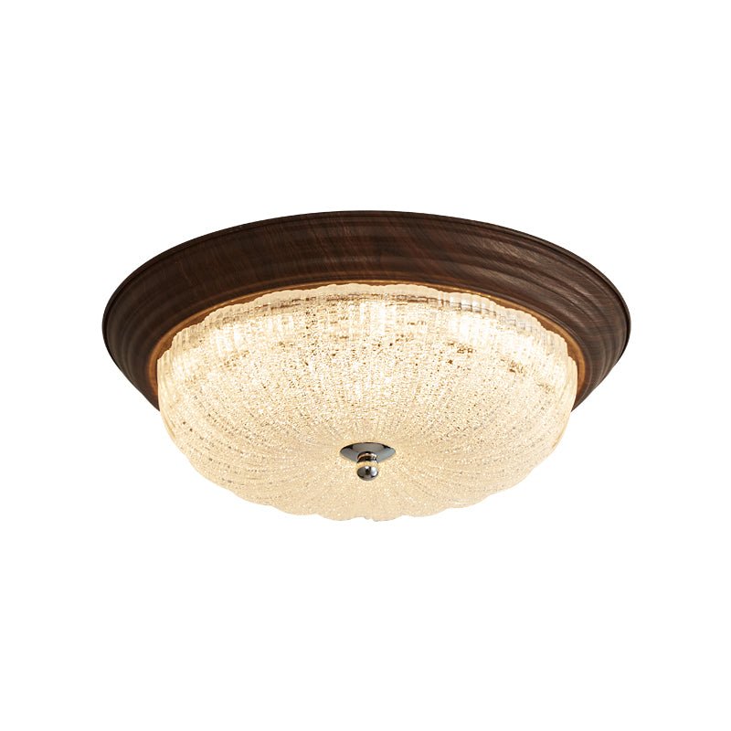 Celestia Walnut Flush Mount Ceiling Light with Glass Dome