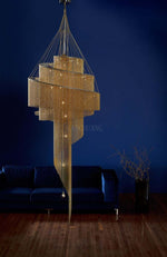 Celestial Twist Chandelier – Modern Spiral LED Pendant for Dining Room and Foyer