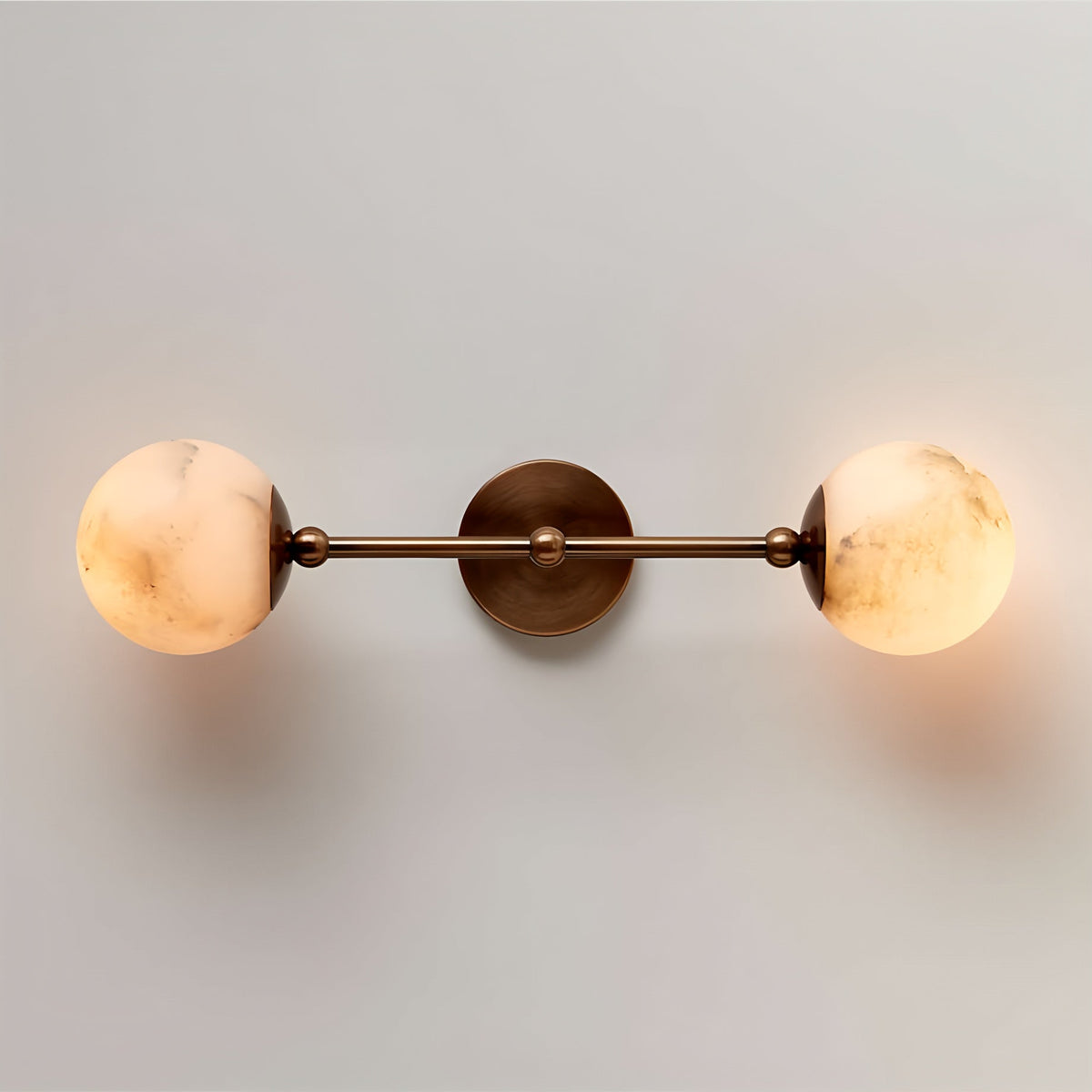 Celestial Double Alabaster Wall Sconce in Bronze