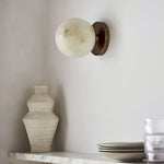 Celestial Double Alabaster Wall Sconce in Bronze