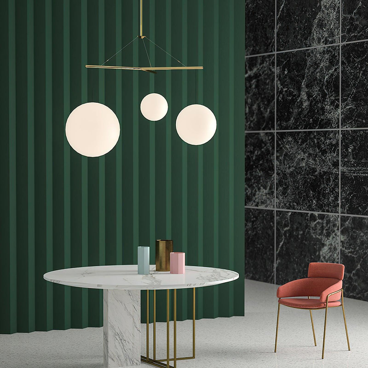 Celestial Orb Trio Pendant Light – Modern Glass Chandelier for Dining Room and Entryway