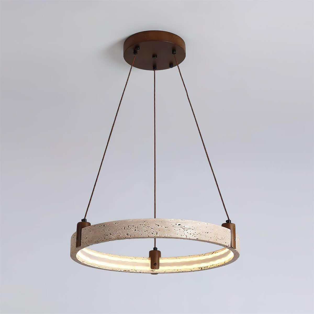 Celestial Orbit Travertine Chandelier – Modern Natural Stone Pendant Light