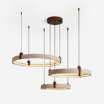 Celestial Orbit Travertine Chandelier – Modern Natural Stone Pendant Light