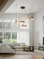 Celestial Orbit Travertine Chandelier – Modern Natural Stone Pendant Light
