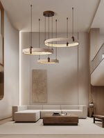 Celestial Orbit Travertine Chandelier – Modern Natural Stone Pendant Light