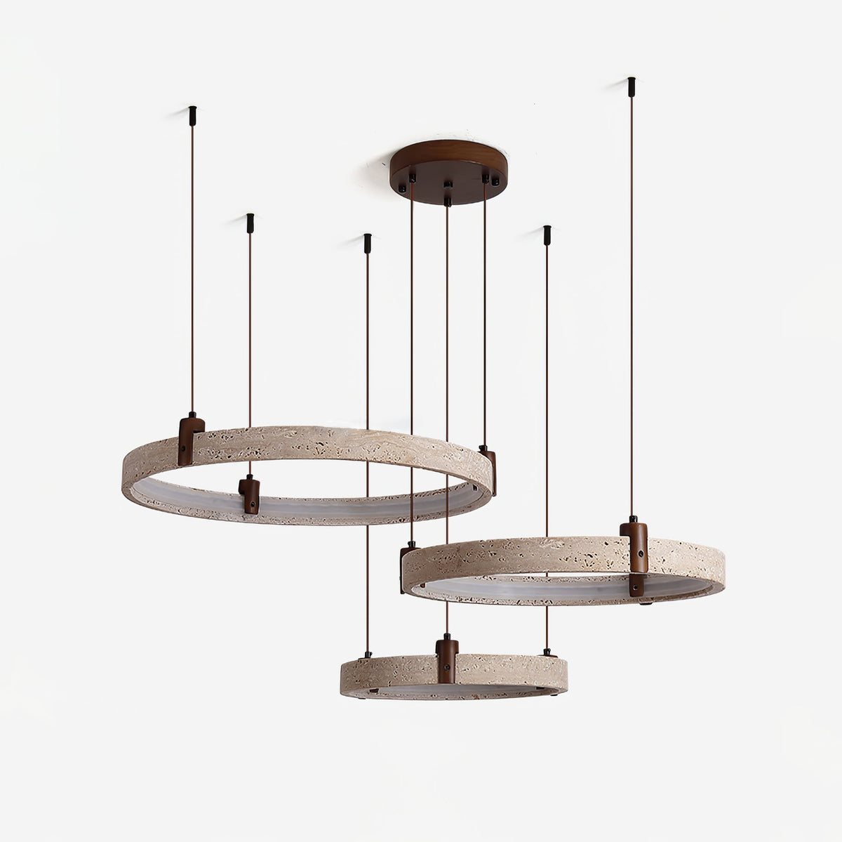 Celestial Orbit Travertine Chandelier – Modern Natural Stone Pendant Light