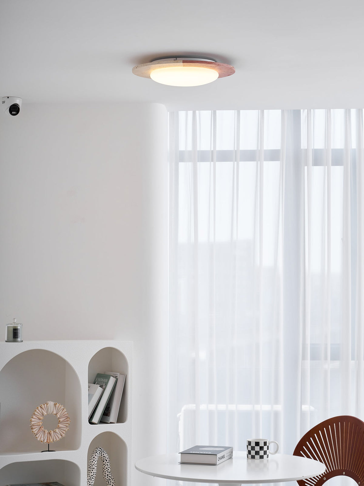 Celestial Travertine Ceiling Light – Modern Flush Mount LED Lamp