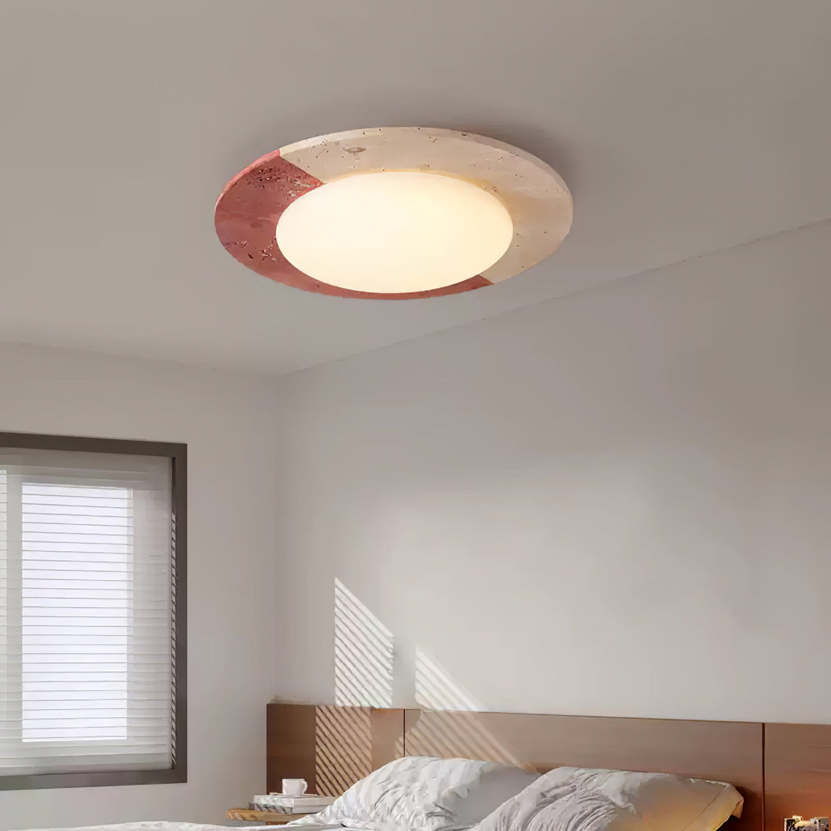 Celestial Travertine Ceiling Light – Modern Flush Mount LED Lamp