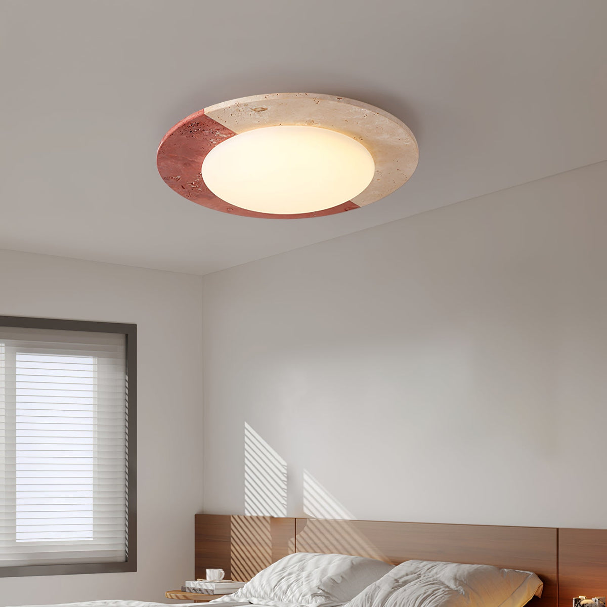 Celestial Travertine Ceiling Light – Modern Flush Mount LED Lamp