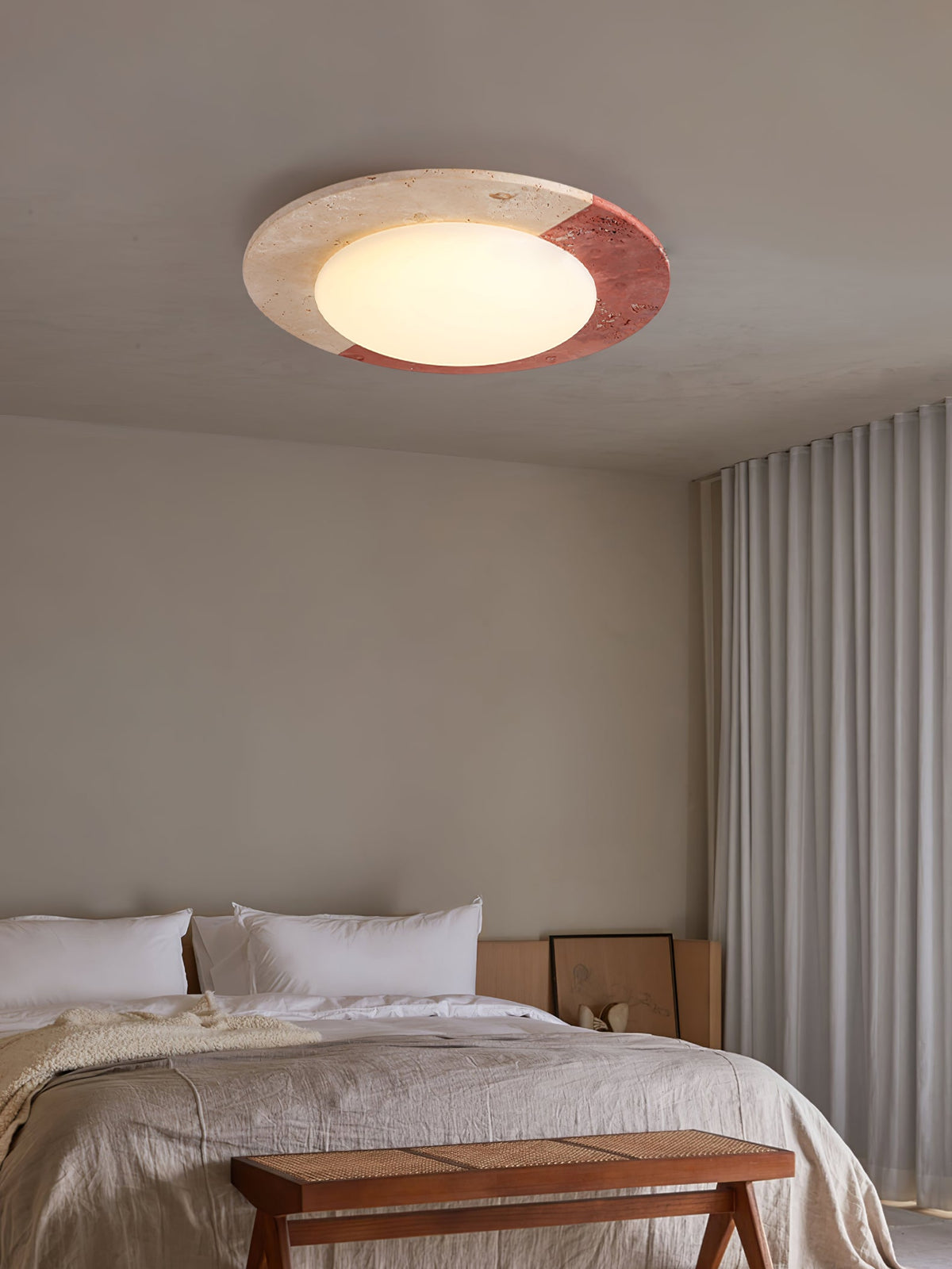 Celestial Travertine Ceiling Light – Modern Flush Mount LED Lamp