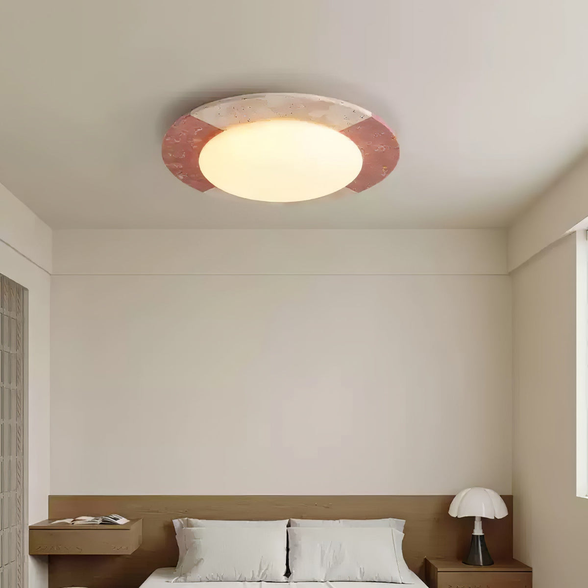 Celestial Travertine Ceiling Light – Modern Flush Mount LED Lamp