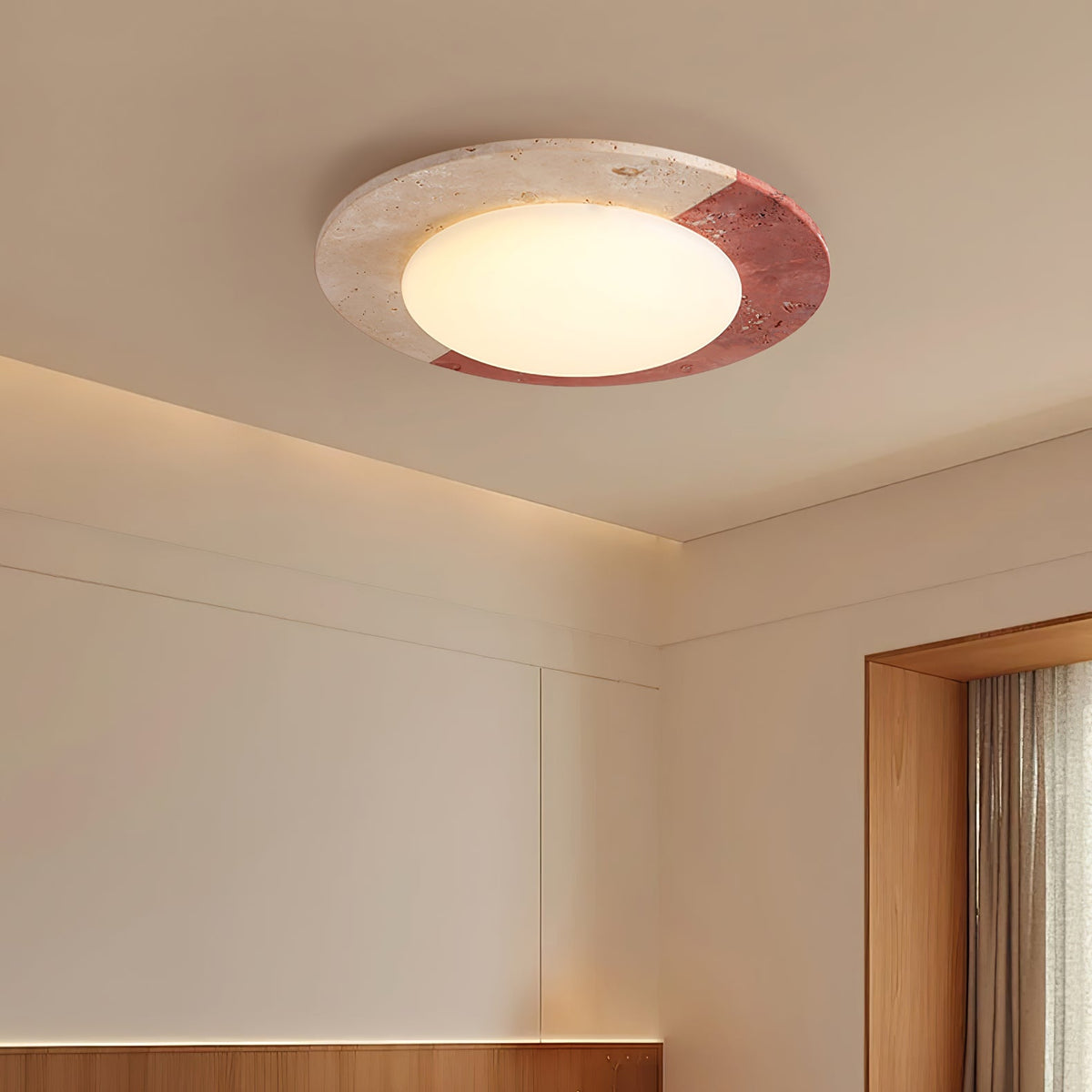 Celestial Travertine Ceiling Light – Modern Flush Mount LED Lamp
