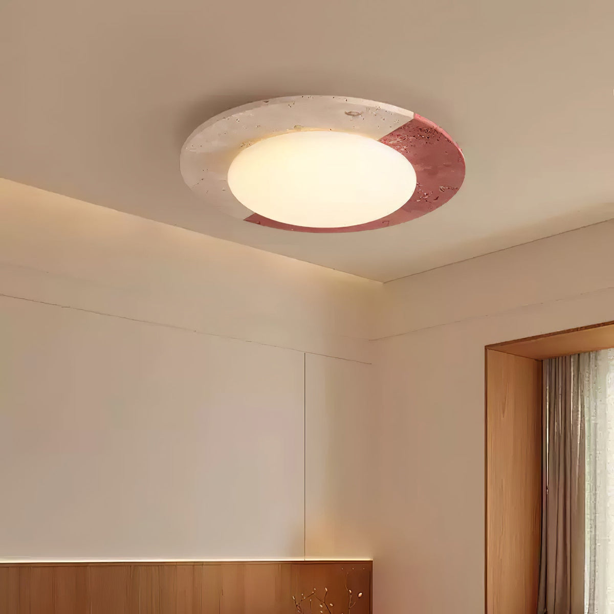 Celestial Travertine Ceiling Light – Modern Flush Mount LED Lamp