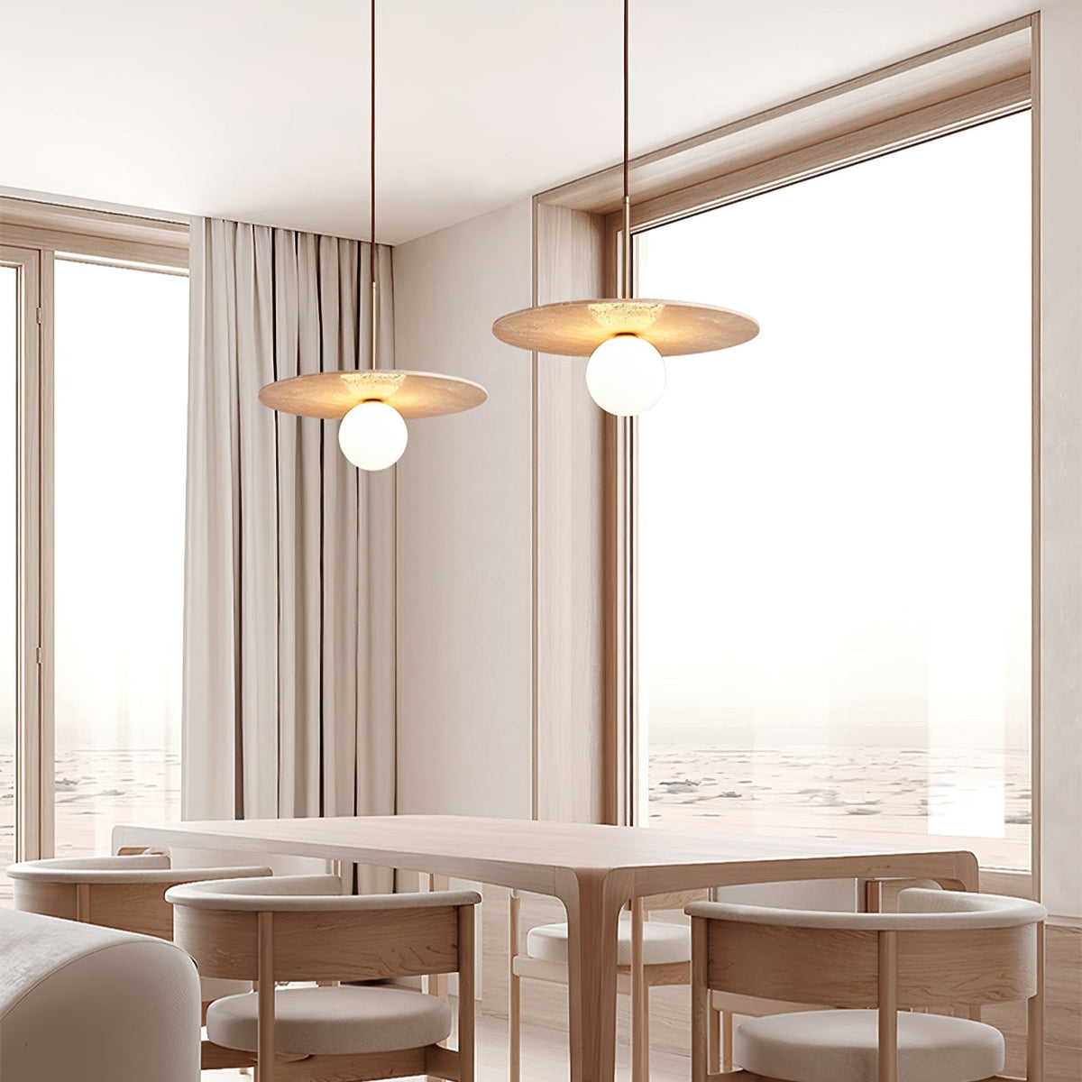 Celestial Travertine Pendant Light – Natural Stone & Gold