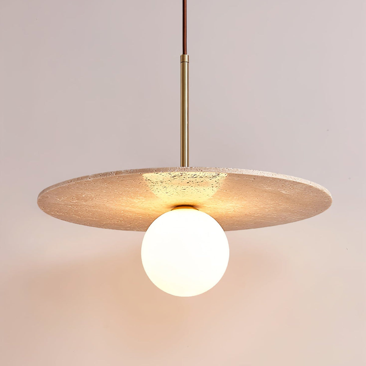 Celestial Travertine Pendant Light – Natural Stone & Gold