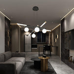 Cellar Suspension Modern LED Chandelier in Black and White