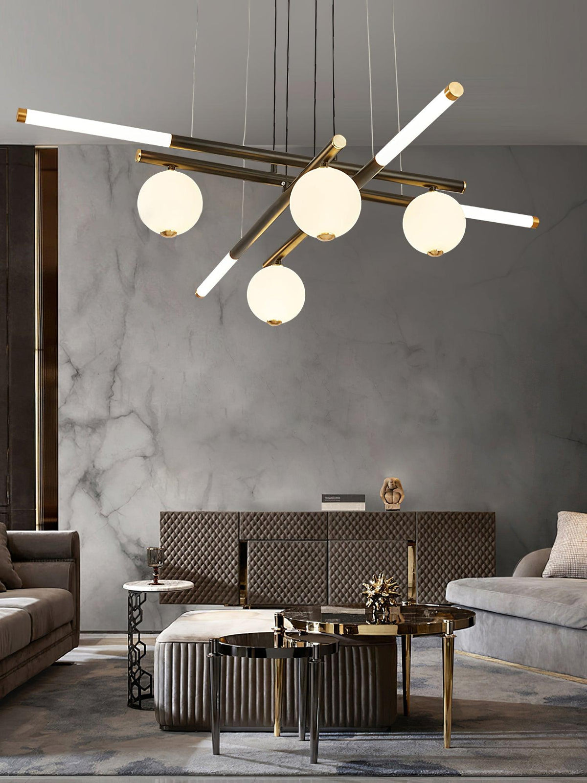 Cellar Suspension Modern LED Chandelier in Black and White