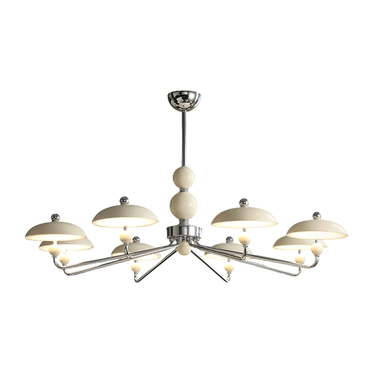 Celvara Modern Chandelier with Cream Acrylic Shades and Chrome Finish