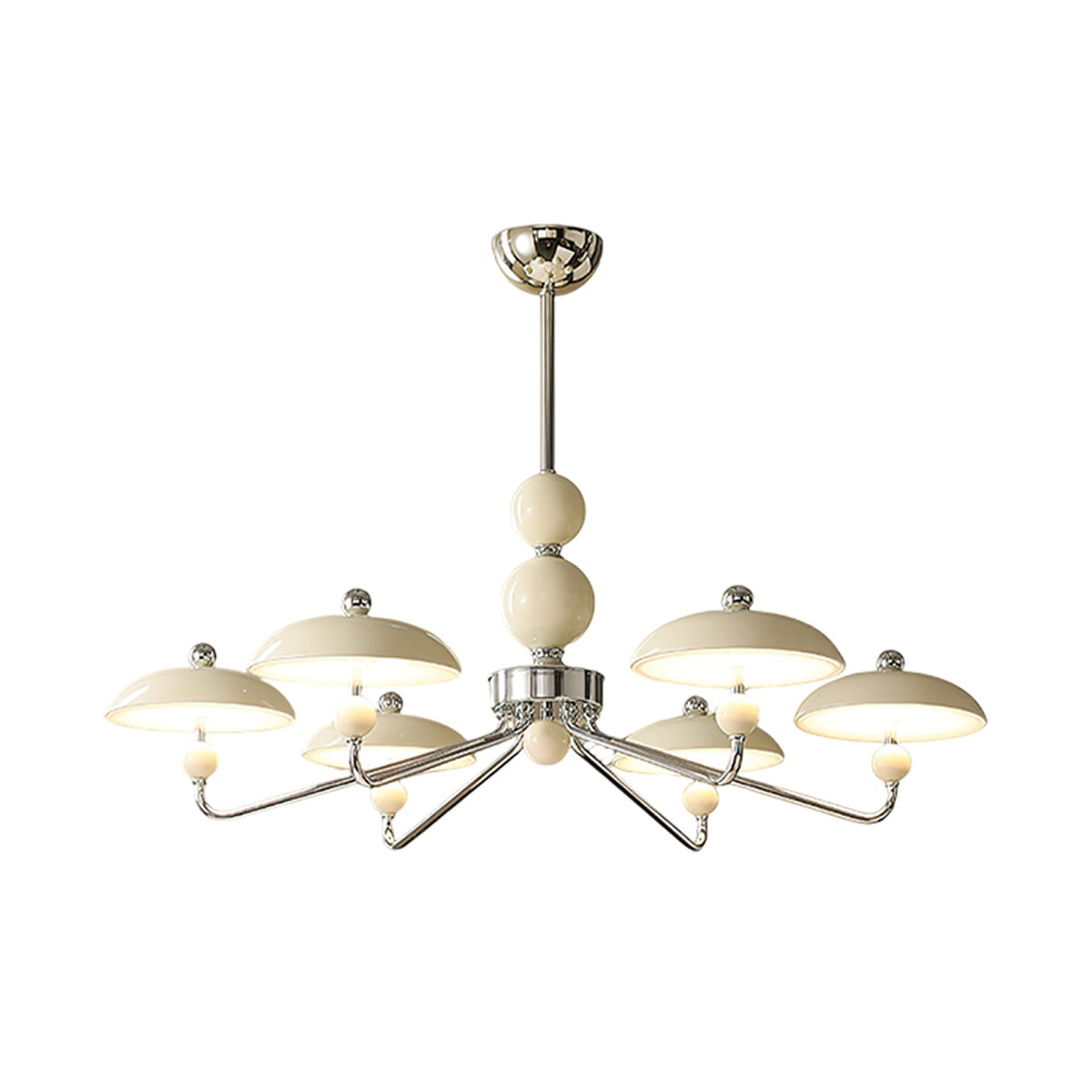 Celvara Modern Chandelier with Cream Acrylic Shades and Chrome Finish