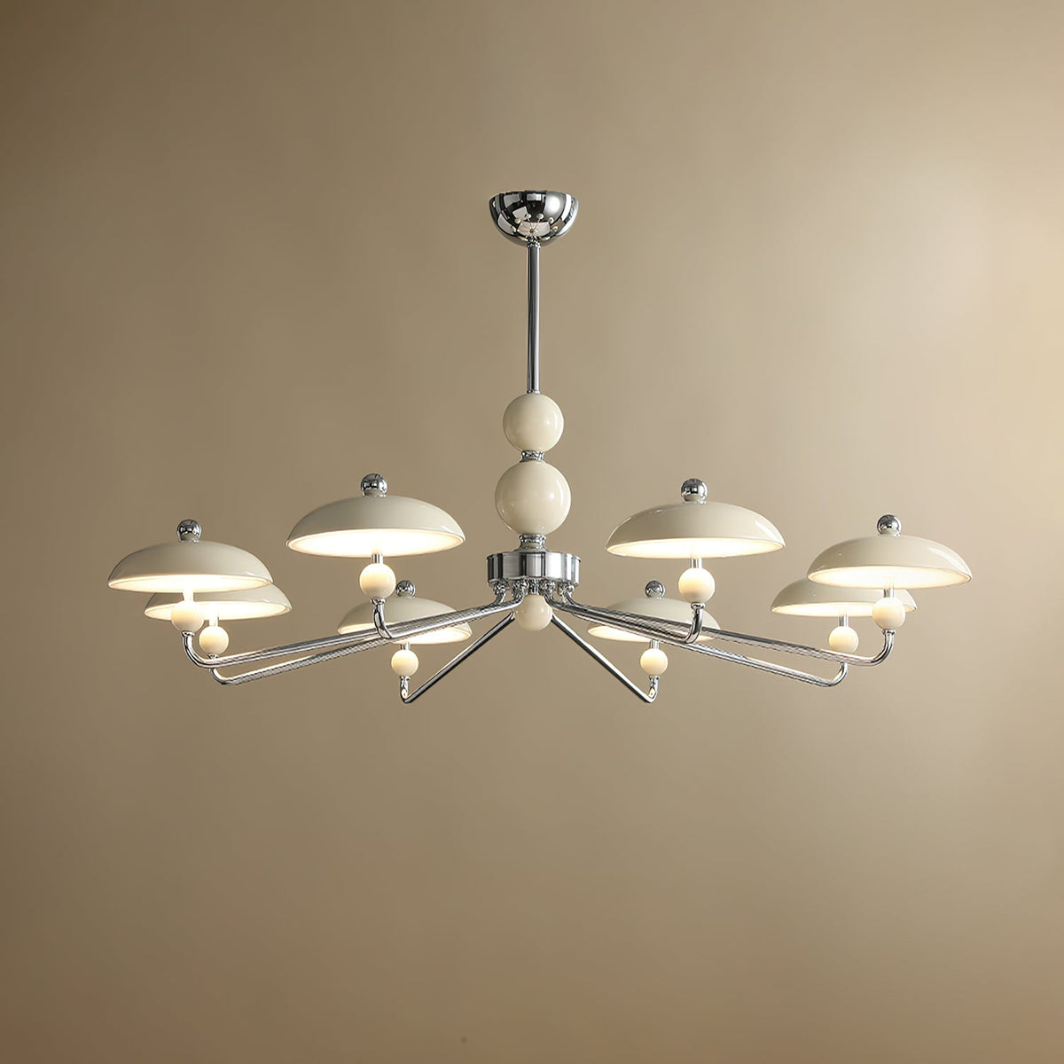 Celvara Modern Chandelier with Cream Acrylic Shades and Chrome Finish
