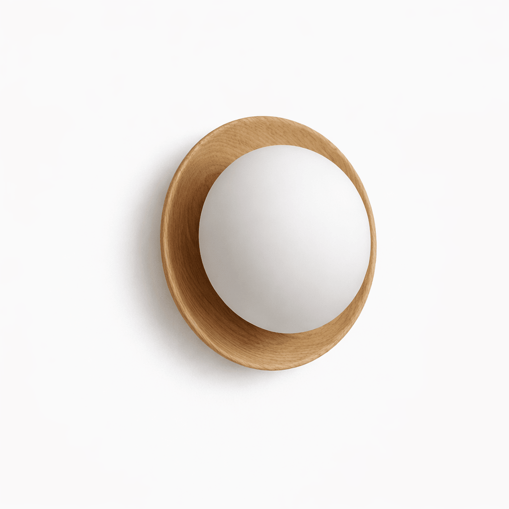Celyra Halo Wall Sconce — Modern Wood Accent Light for Bedroom & Hallway