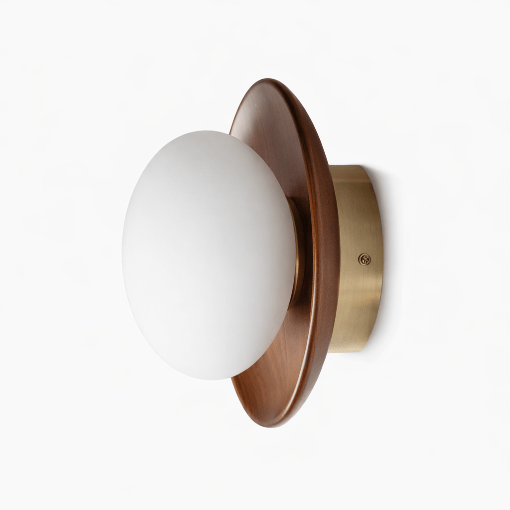 Celyra Halo Wall Sconce — Modern Wood Accent Light for Bedroom & Hallway