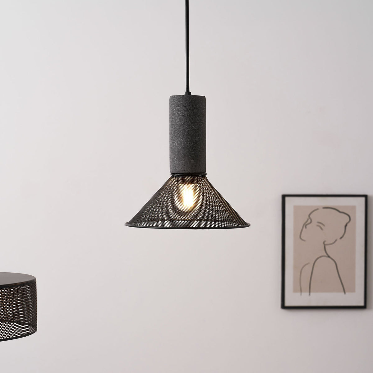 Cement Mesh Pendant Light – Industrial Designer Hanging Lamp