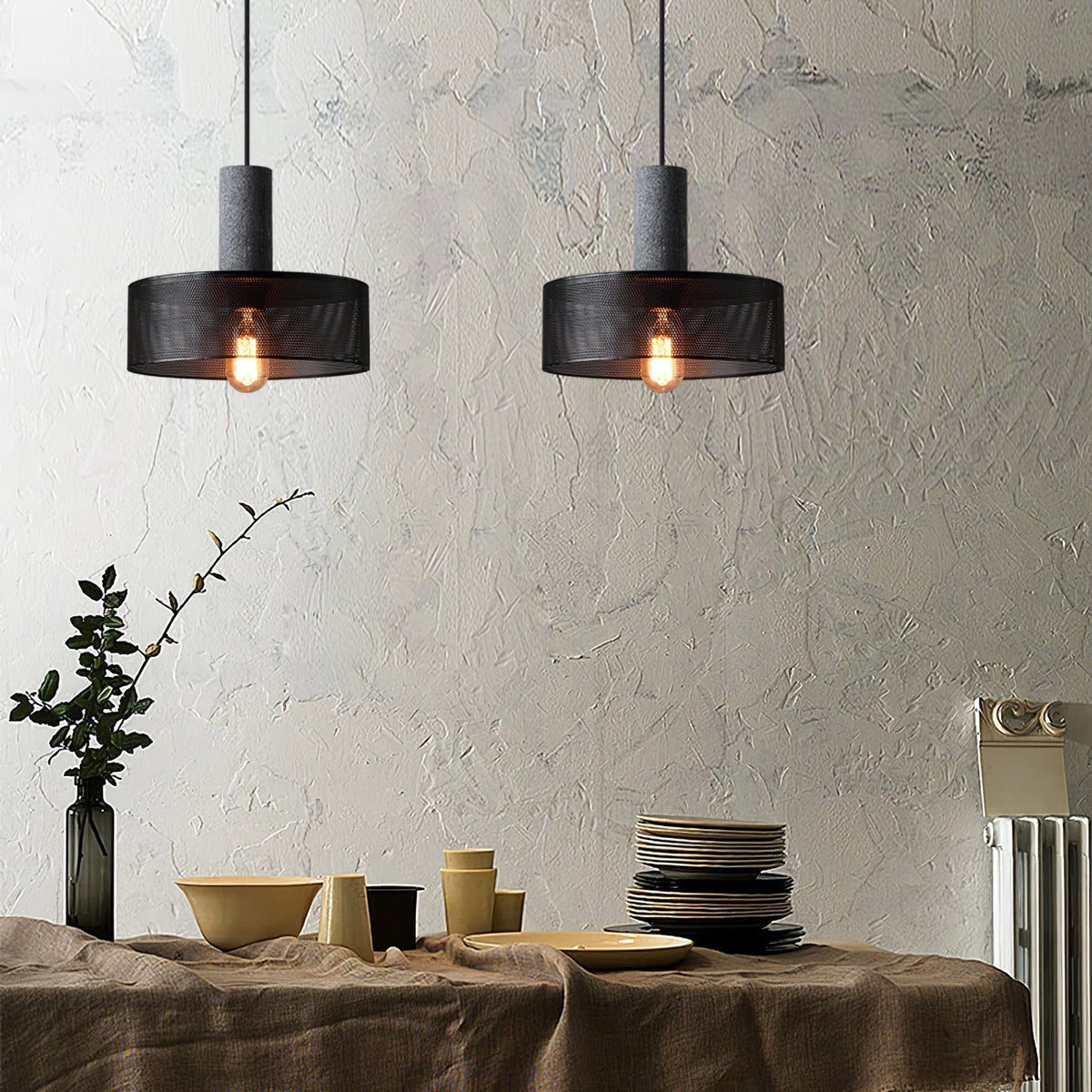 Cement Mesh Pendant Light – Industrial Designer Hanging Lamp