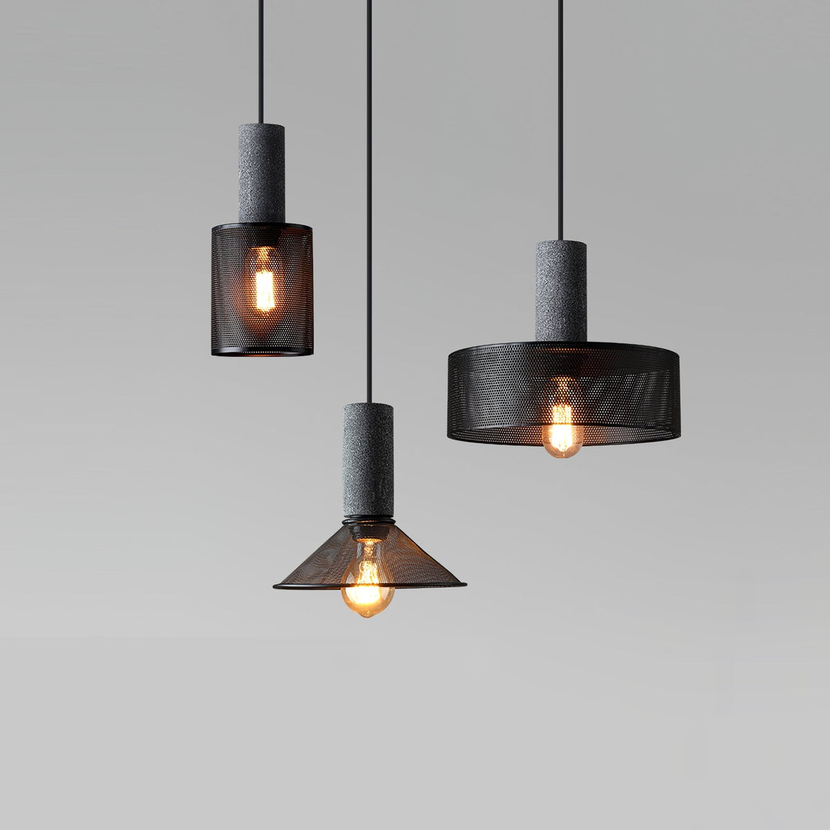 Cement Mesh Pendant Light – Industrial Designer Hanging Lamp