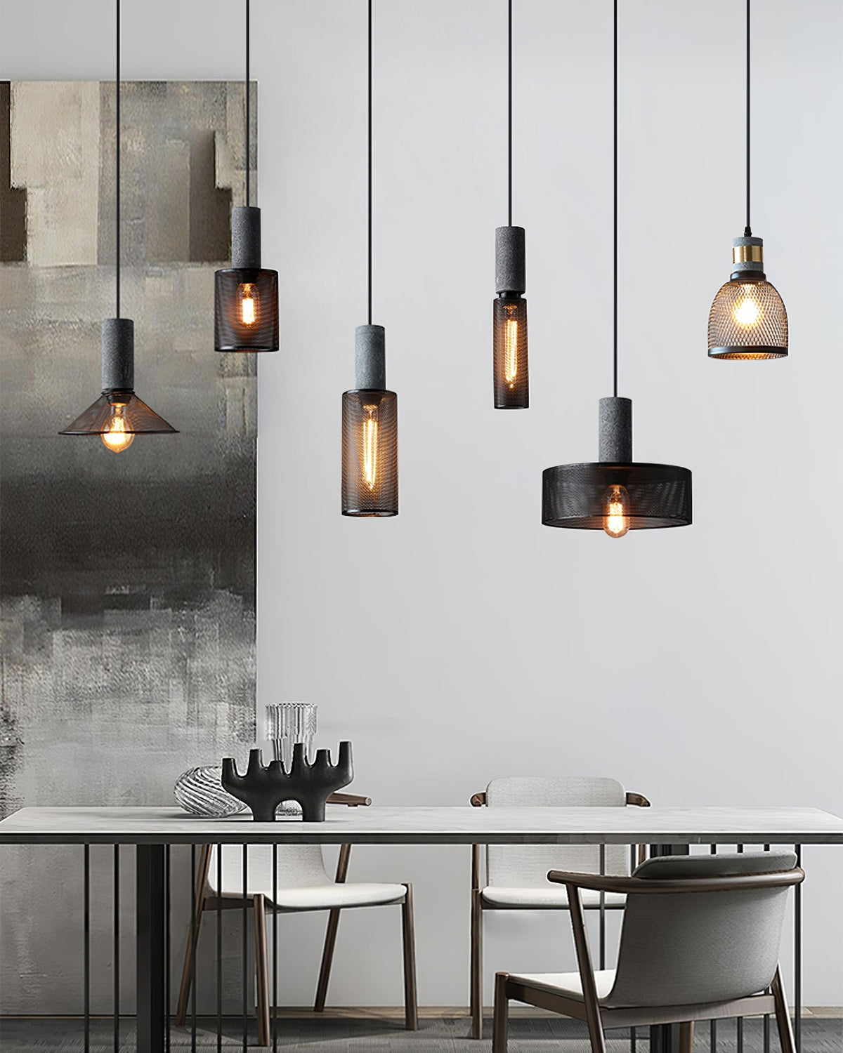 Cement Mesh Pendant Light – Industrial Designer Hanging Lamp