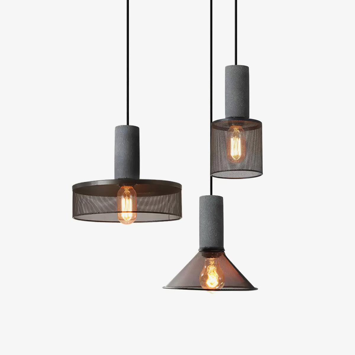 Cement Mesh Pendant Light – Industrial Designer Hanging Lamp