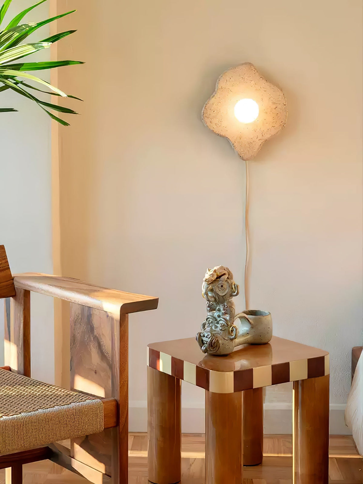 Cera Flare Sculptural Marble Wall Sconce with Warm Ambient Glow