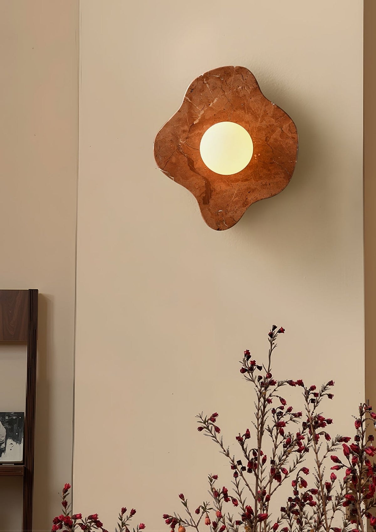Cera Flare Sculptural Marble Wall Sconce with Warm Ambient Glow