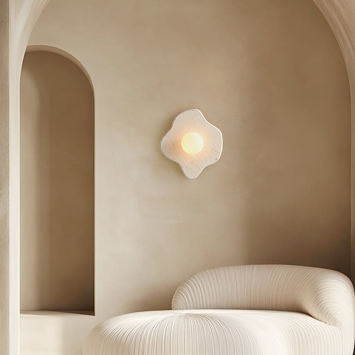 Cera Flare Sculptural Marble Wall Sconce with Warm Ambient Glow