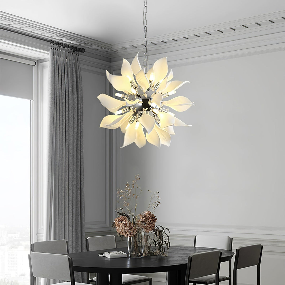 Ceramic Petal Chandelier | Modern Floral Pendant Light for Dining & Living Rooms