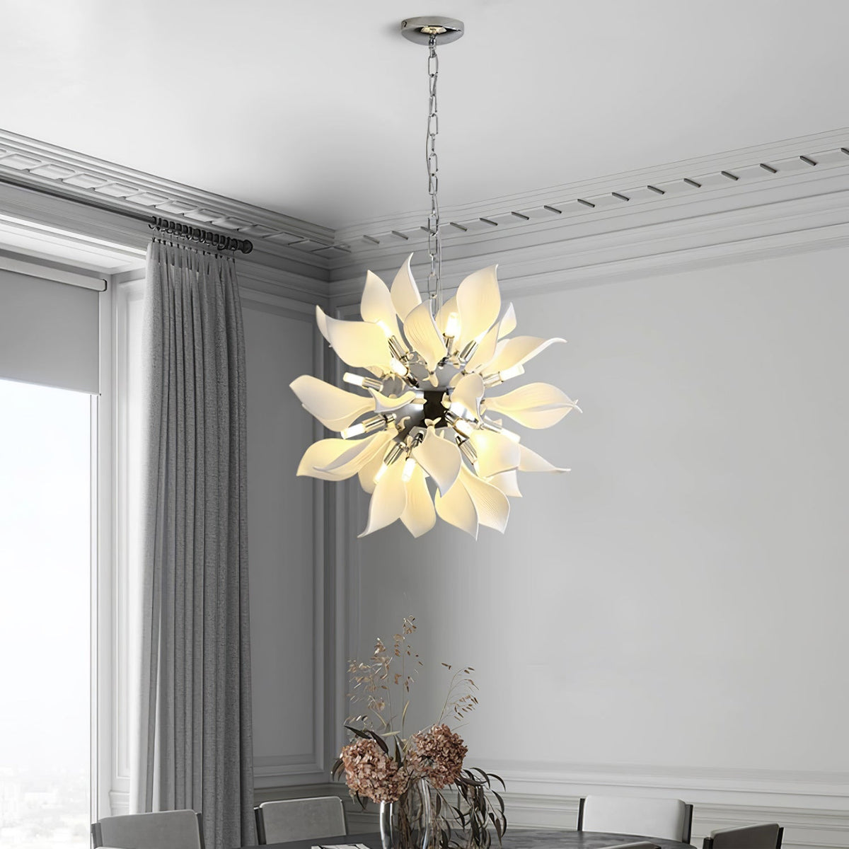Ceramic Petal Chandelier | Modern Floral Pendant Light for Dining & Living Rooms