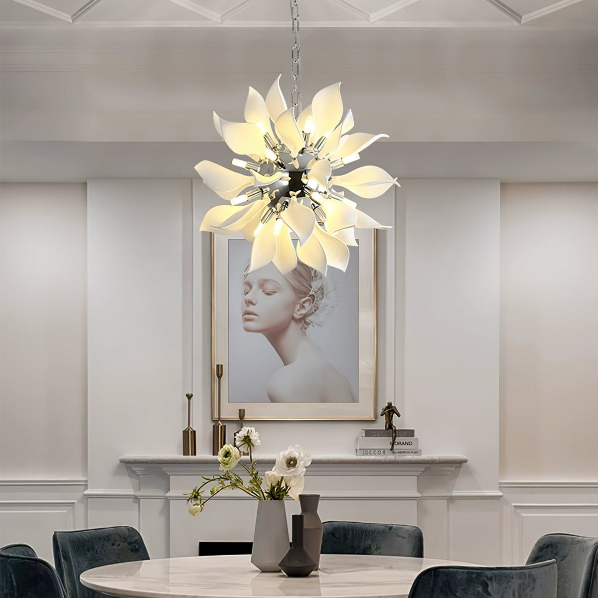 Ceramic Petal Chandelier | Modern Floral Pendant Light for Dining & Living Rooms