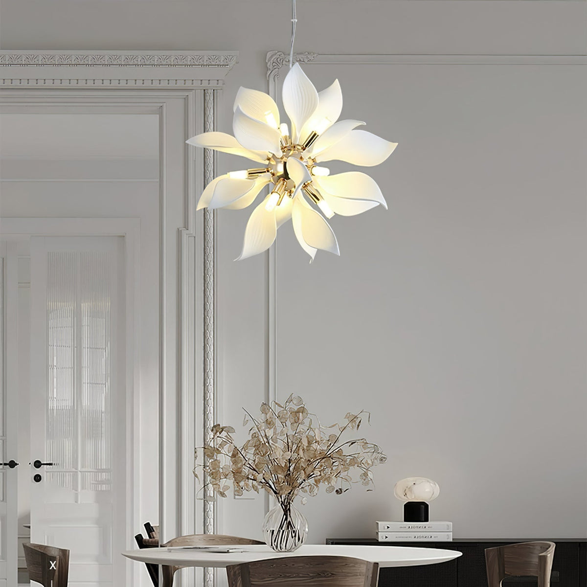 Ceramic Petal Chandelier | Modern Floral Pendant Light for Dining & Living Rooms