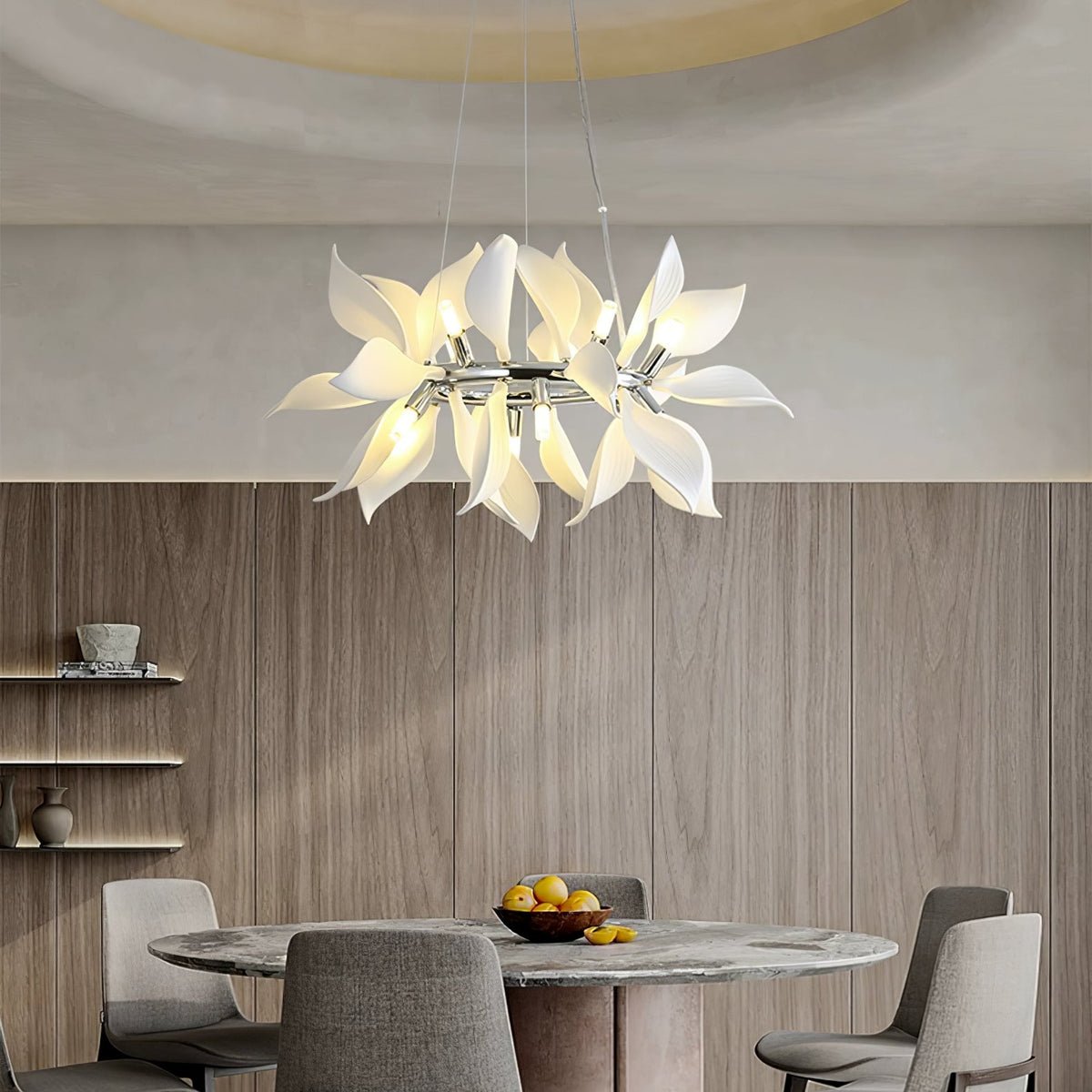 Ceramic Petal Chandelier | Modern Floral Pendant Light for Dining & Living Rooms