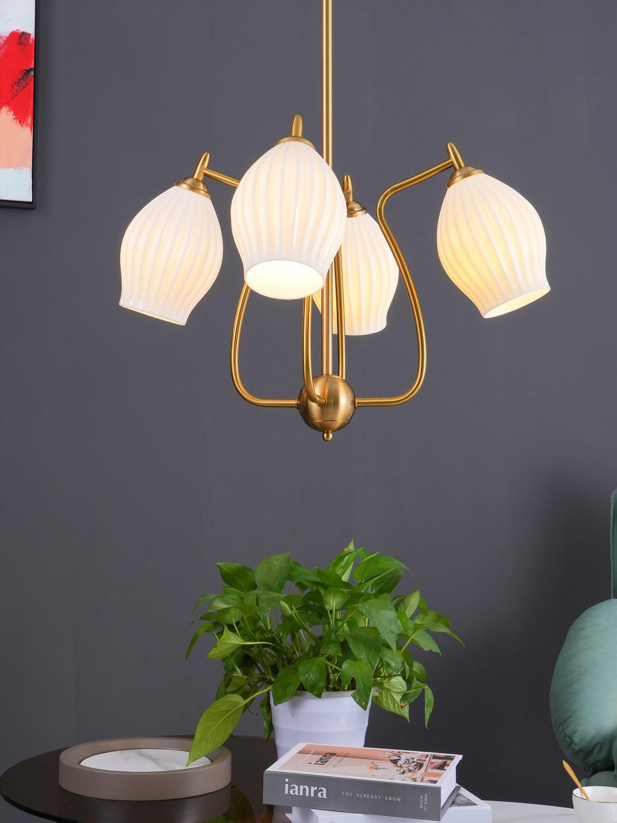 ceramic-ribbed-chandelier