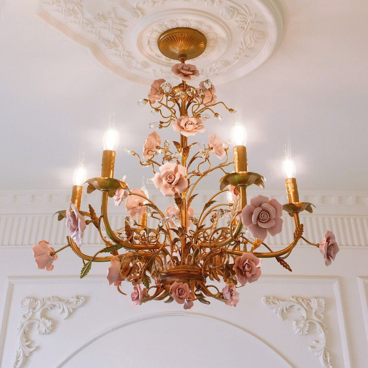 ceramic-rose-vine-chandelier