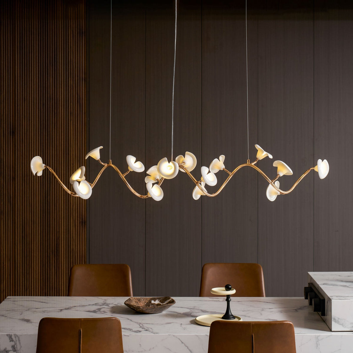 Cerisium Blossom Chandelier – Sculptural Ceramic & Iron Pendant Light