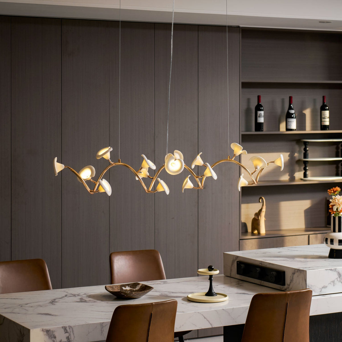 Cerisium Blossom Chandelier – Sculptural Ceramic & Iron Pendant Light