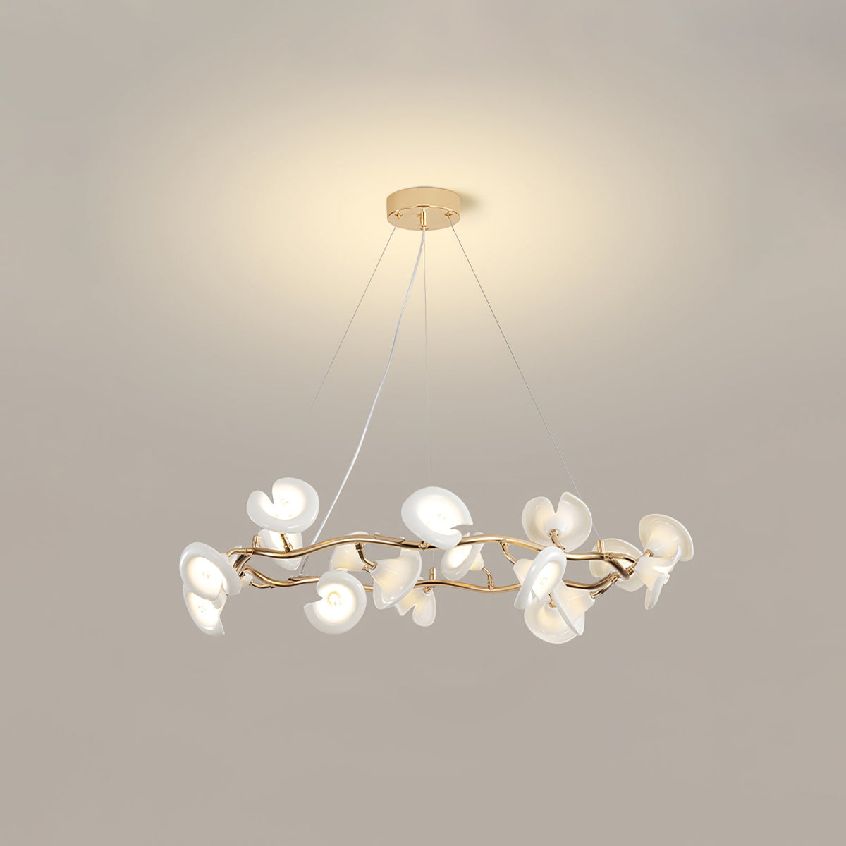 Cerisium Blossom Chandelier – Sculptural Ceramic & Iron Pendant Light