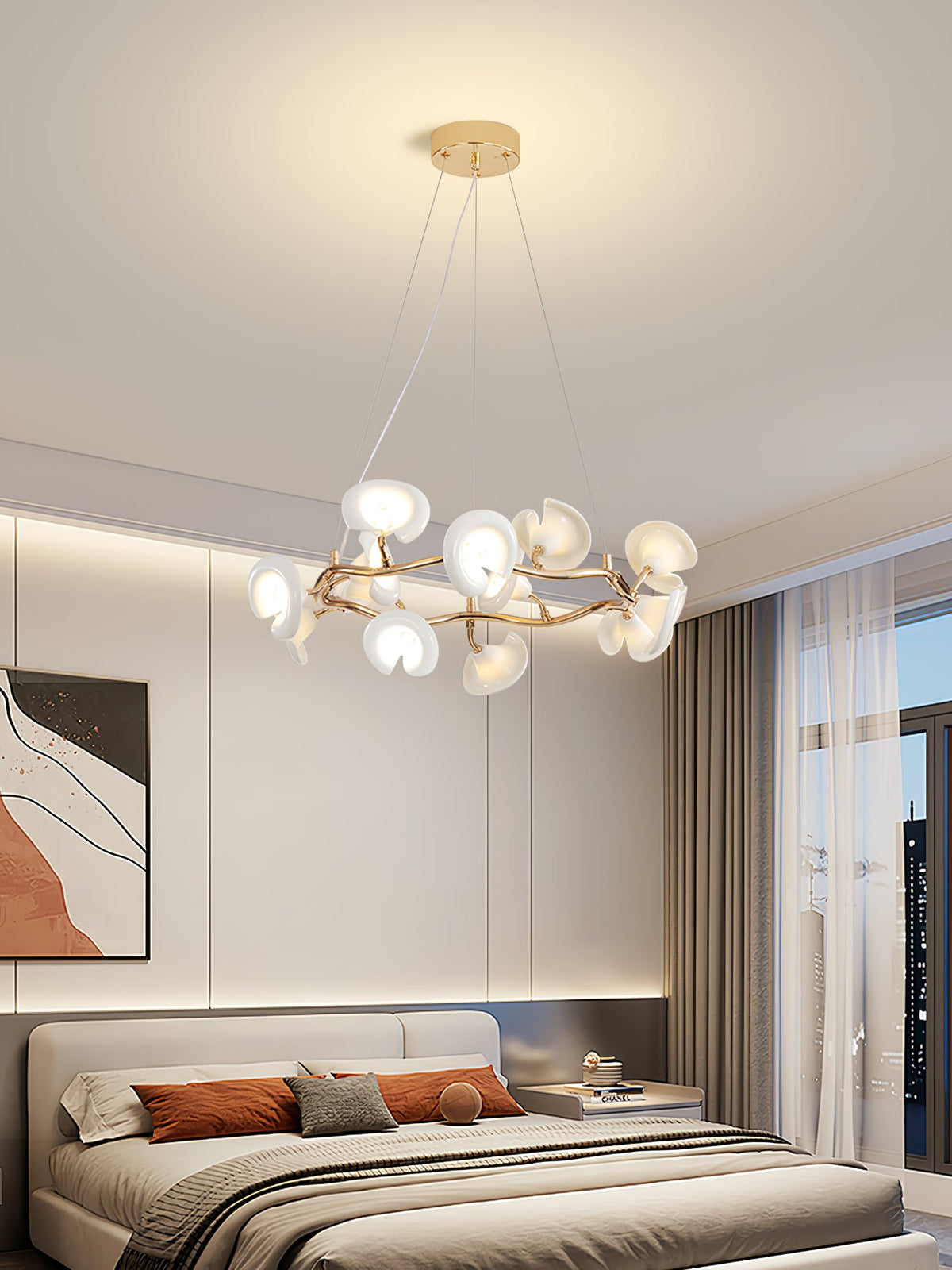 Cerisium Blossom Chandelier – Sculptural Ceramic & Iron Pendant Light