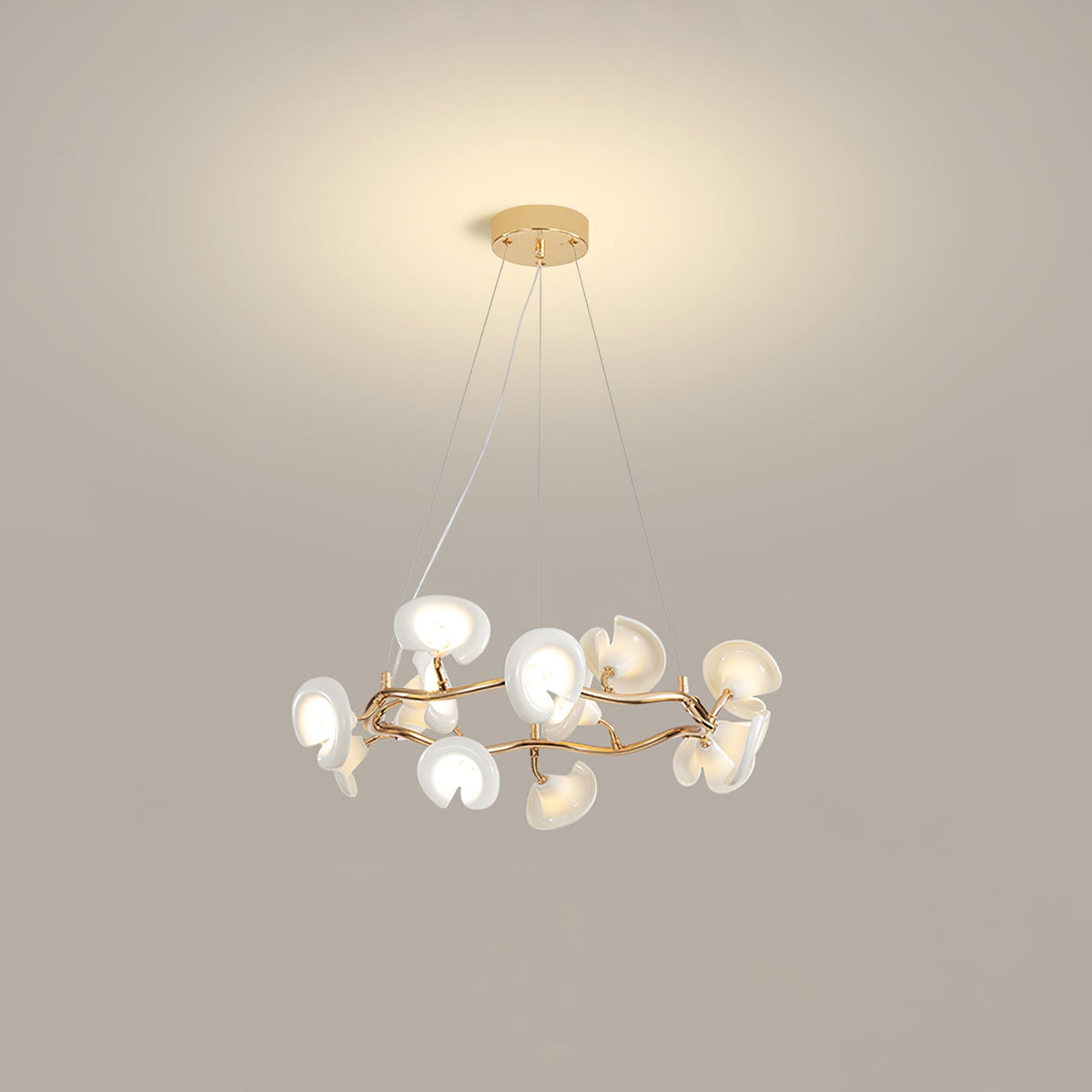 Cerisium Blossom Chandelier – Sculptural Ceramic & Iron Pendant Light