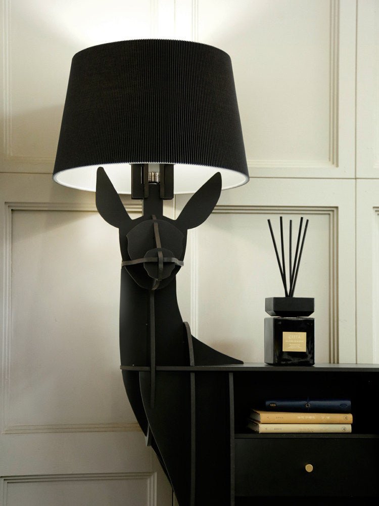 Cervus Deep Floor Lamp with Side Table and Storage, Matte Black