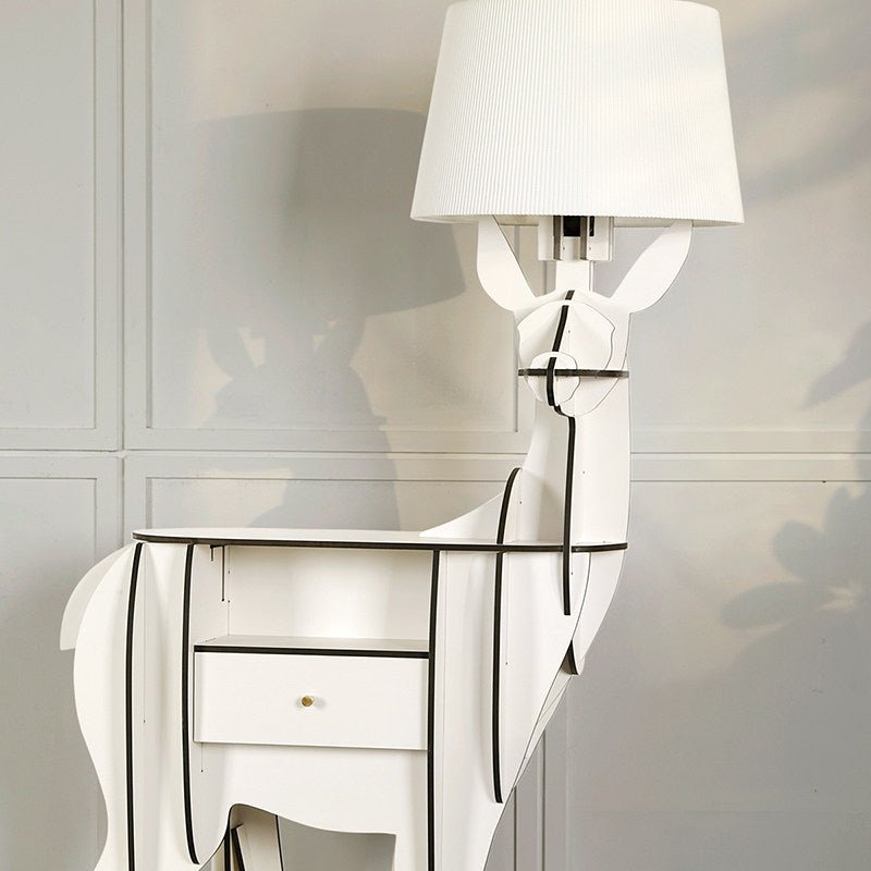 Cervus Deep Floor Lamp with Side Table and Storage, Matte Black