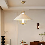 Chantelle Pendant Light – Pleated Fabric Shade with Gold Frame