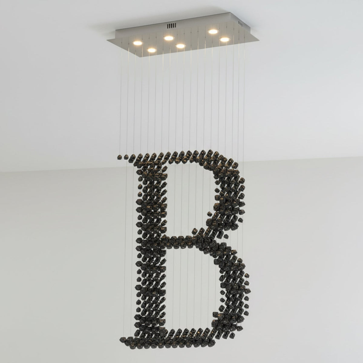 Charcoal Sculptural LED Chandelier – Modern Linear Pendant for Dining & Living Spaces